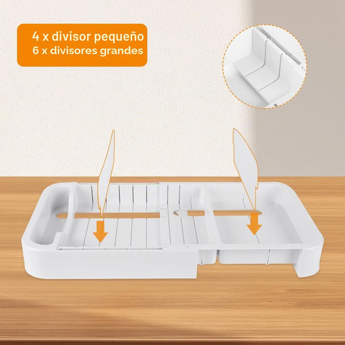 Organizador Tapas Ollas, Porta Tapas Lunchbox, Estante Platos Armario, Organizador Cajones Cocina, Cajón Extensible 32-55cm Con 8 Separadores