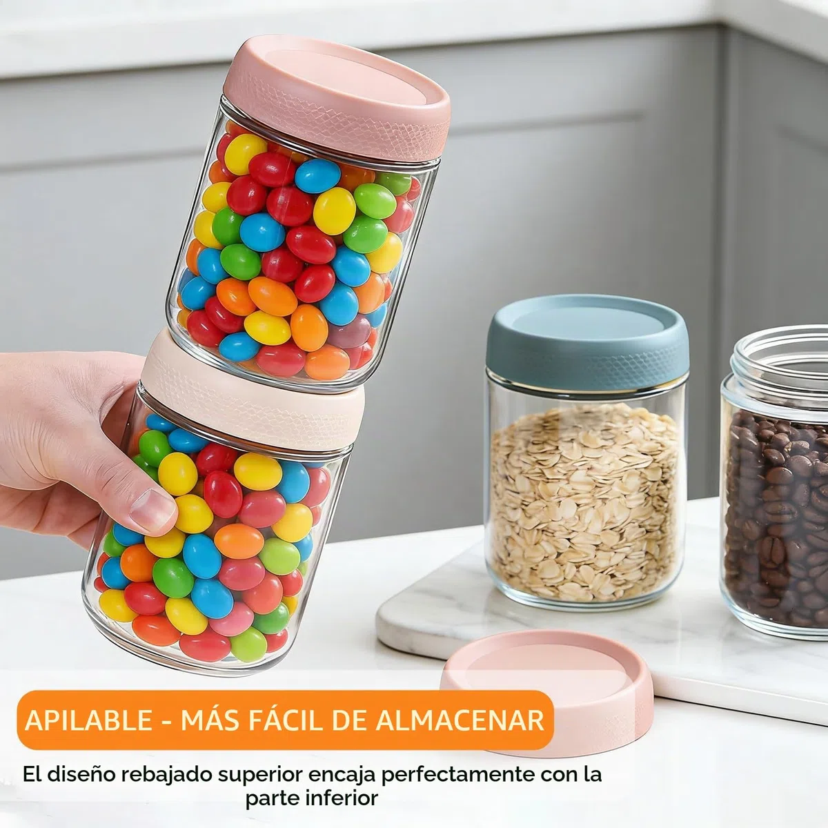 6 Pack Tarros de Avena Nocturna, Tarros de Cristal con Tapa Hermética (300ml+500ml), Mason Jars para Frigorífico, Despensa, para Overnight Oats, Yogur, Mermeladas, Ensaladas, Encurtidos