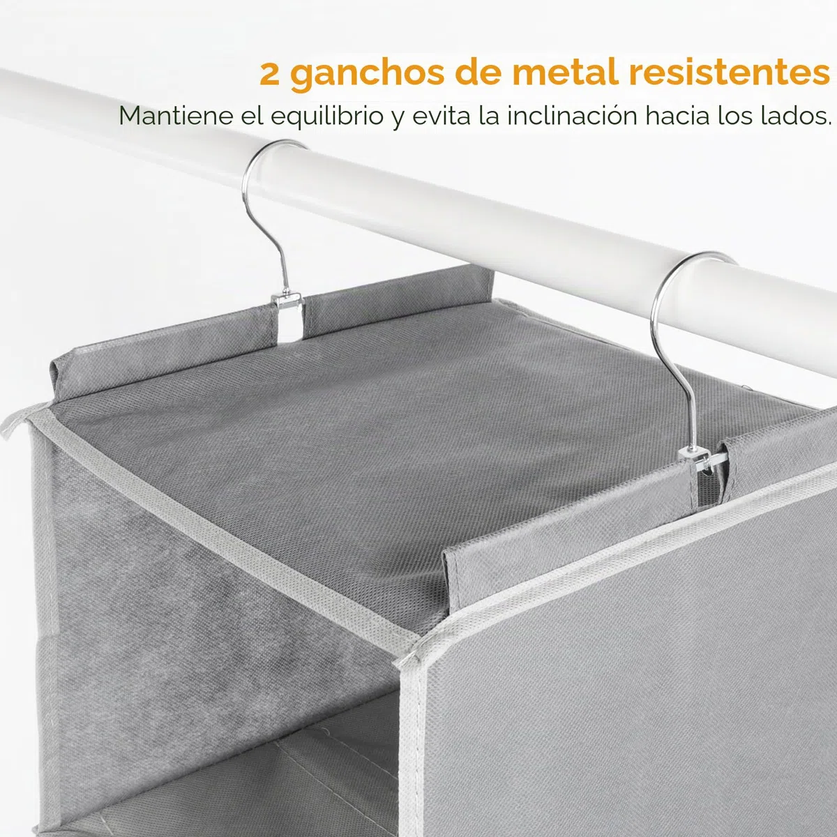 Cozary Organizador Armario Colgante 5 Compartimentos, Organizador taquilla Vestuario Plegable, Colgante con 2 Bolsillos Laterales - Gris