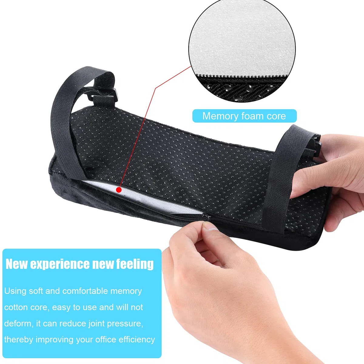 2 Piezas Fundas para Reposabrazos de Sillas de Oficina, Almohadillas de Silla de Oficina y Juegos, Almohadillas para Reposabrazos de Espuma Viscoelástica, Alivia Molestias en el Codo
