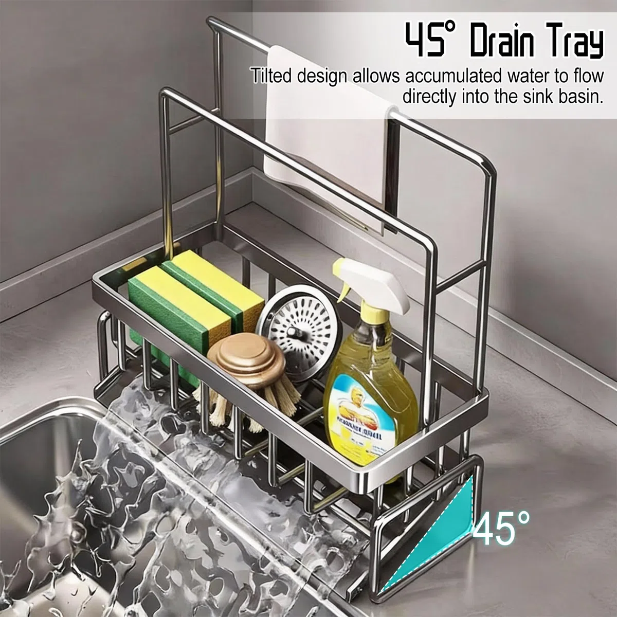 Organizador de fregadero, organizador de cocina, soporte de esponja, fregadero de cocina y baño, organizador para esponjas, toallas y cepillos