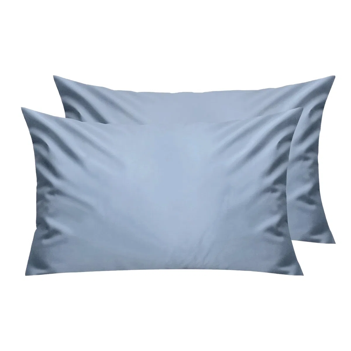 Lirex 2 Paquetes Fundas de Almohada, 100% Algodón Transpirable Cubiertas de Almohada，Cierre de Cremallera 50 x 70 cm, Azul Gris Claro