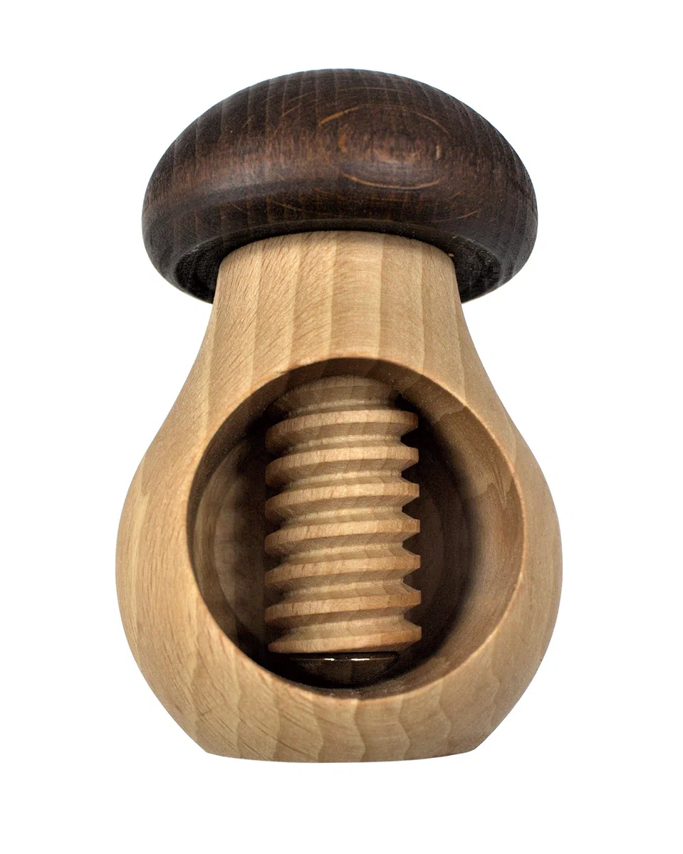 EFO Cascanueces de Madera en Forma de Seta - Herramienta Cascanueces para Abrir fácilmente Todas Las nueces, nueces, avellanas, almendras - Cascanueces de Madera de Haya Maciza Natural