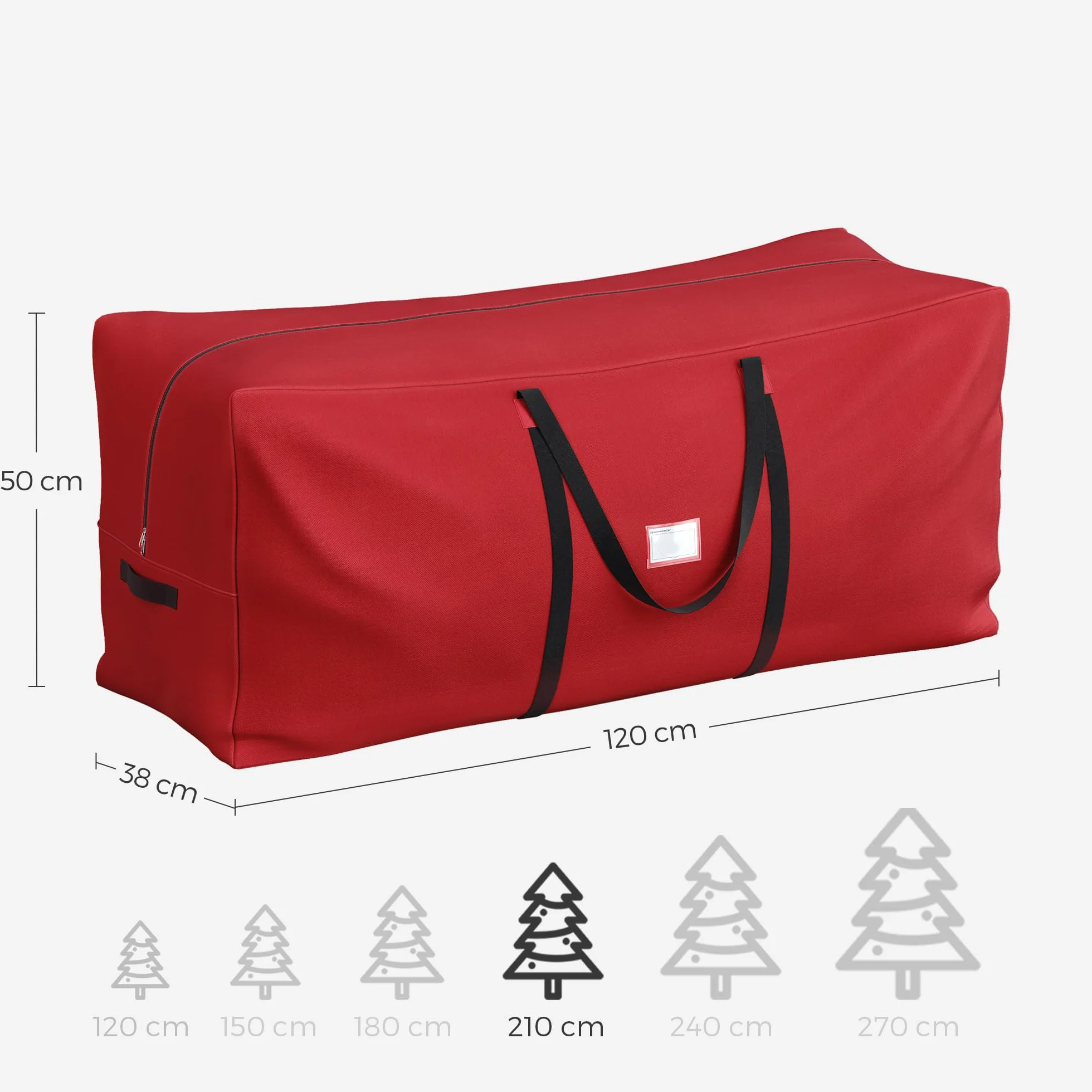 SONGMICS Bolsa de Almacenamiento para Árbol de Navidad, Protectora para Árboles de 210 cm, Tejido Oxford 600D, Antipolvo, Impermeable, Plegable, Asas, Rojo RXS003R03