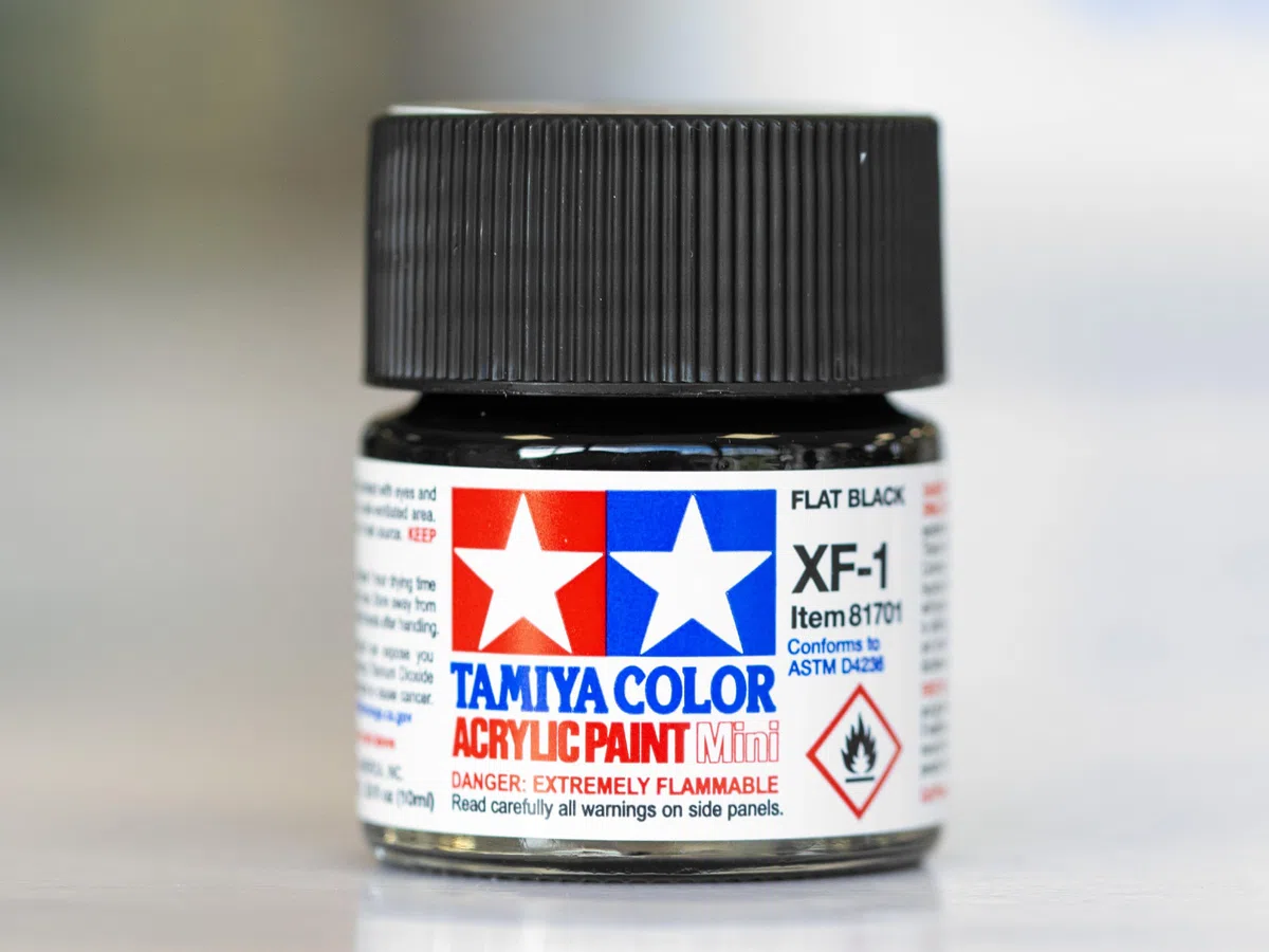 Tamiya 81701 - Pintura Acrílica Mini, Mate Negro Frasco de 10 ml, XF-1