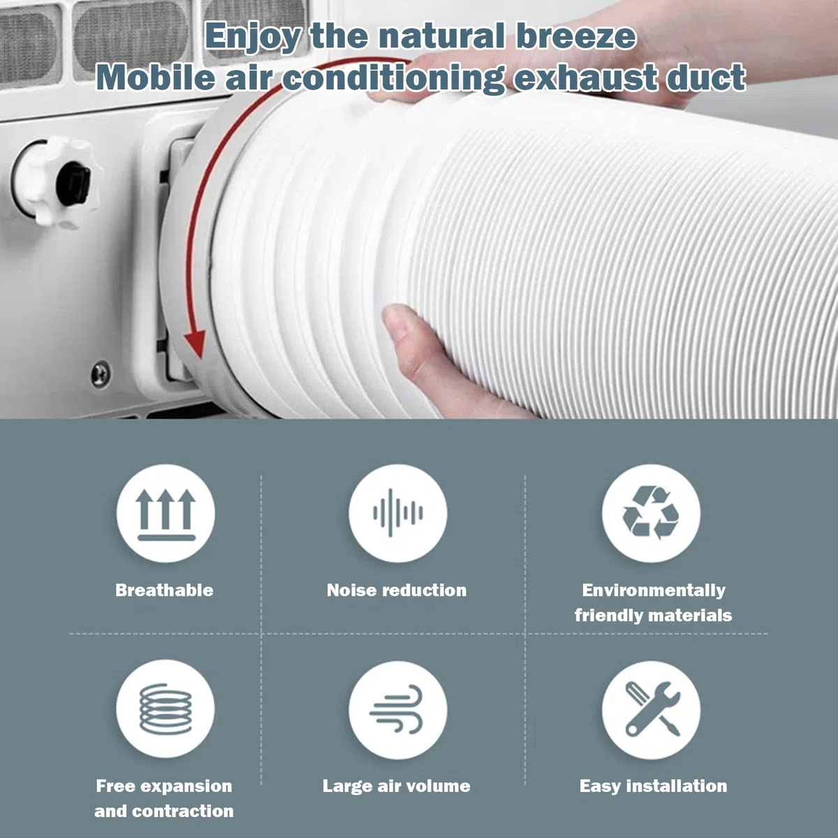 Tubo Aire Acondicionado Portátil, Ø 130 Mm, 1.5 M Manguera De Escape Para Aire Acondicionado, Tubo Flexible De Salida De Aire AC De PVC Con Rosca En Sentido Antihorario Para Aire Acondicionado/cocina