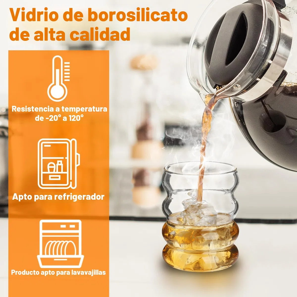 Withosent 300ml Vasos de Cristal Agua con Pajita, 4pcs Vasos de Cristal Ondulados Estilo Vintage, Juego de Vasos Agua para Café, Yogur, Soda, Cocktail, Cerveza, Batidos, Whisky