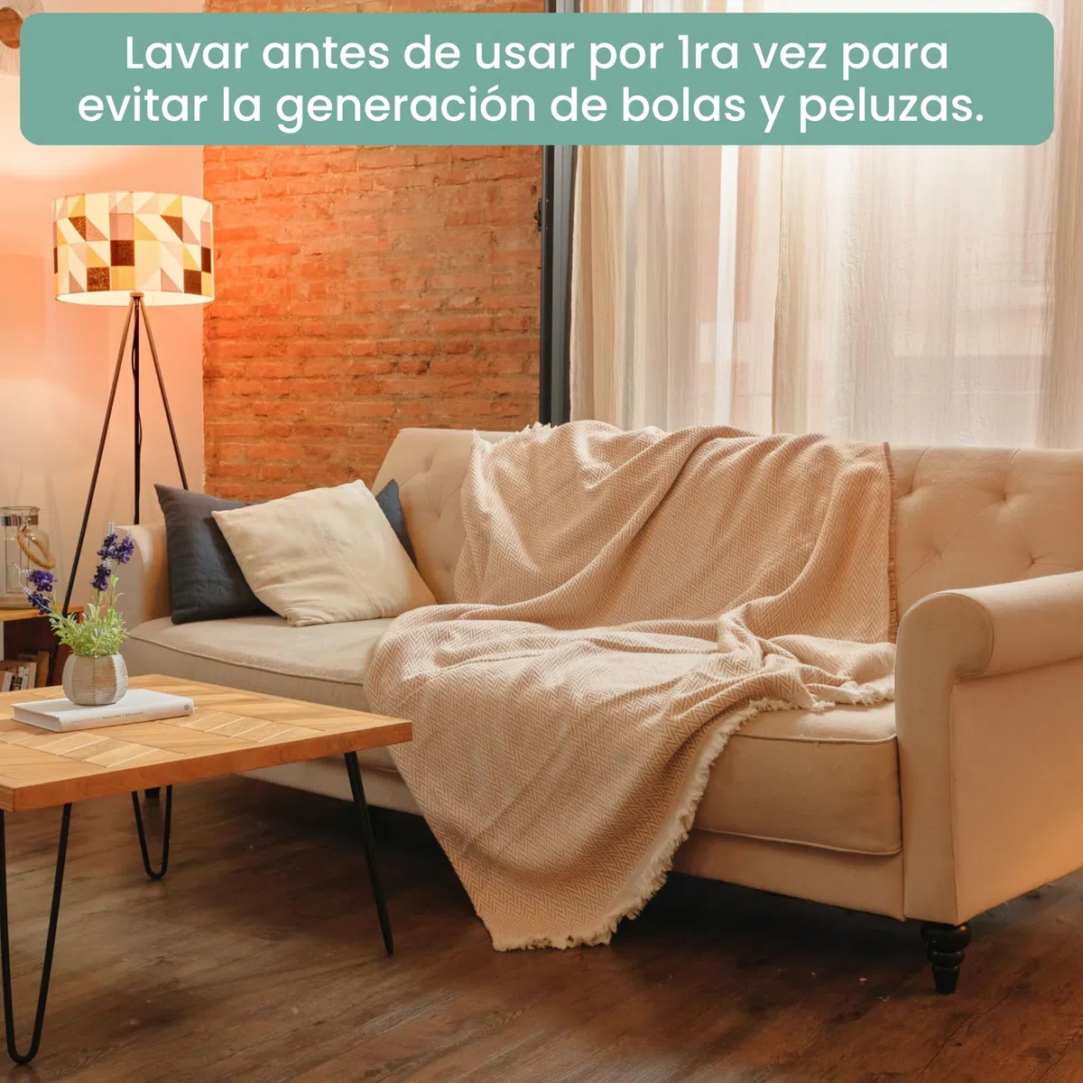 Jarapa Home Made with love Manta sofá, Plaid Sofa, Decoración Ideal para sofás y Camas, Cálida, Suave y Ligera, Colcha Entretiempo, 4 Estaciones, Diseño y Resistente (Marrón Claro, 130x180 cm)