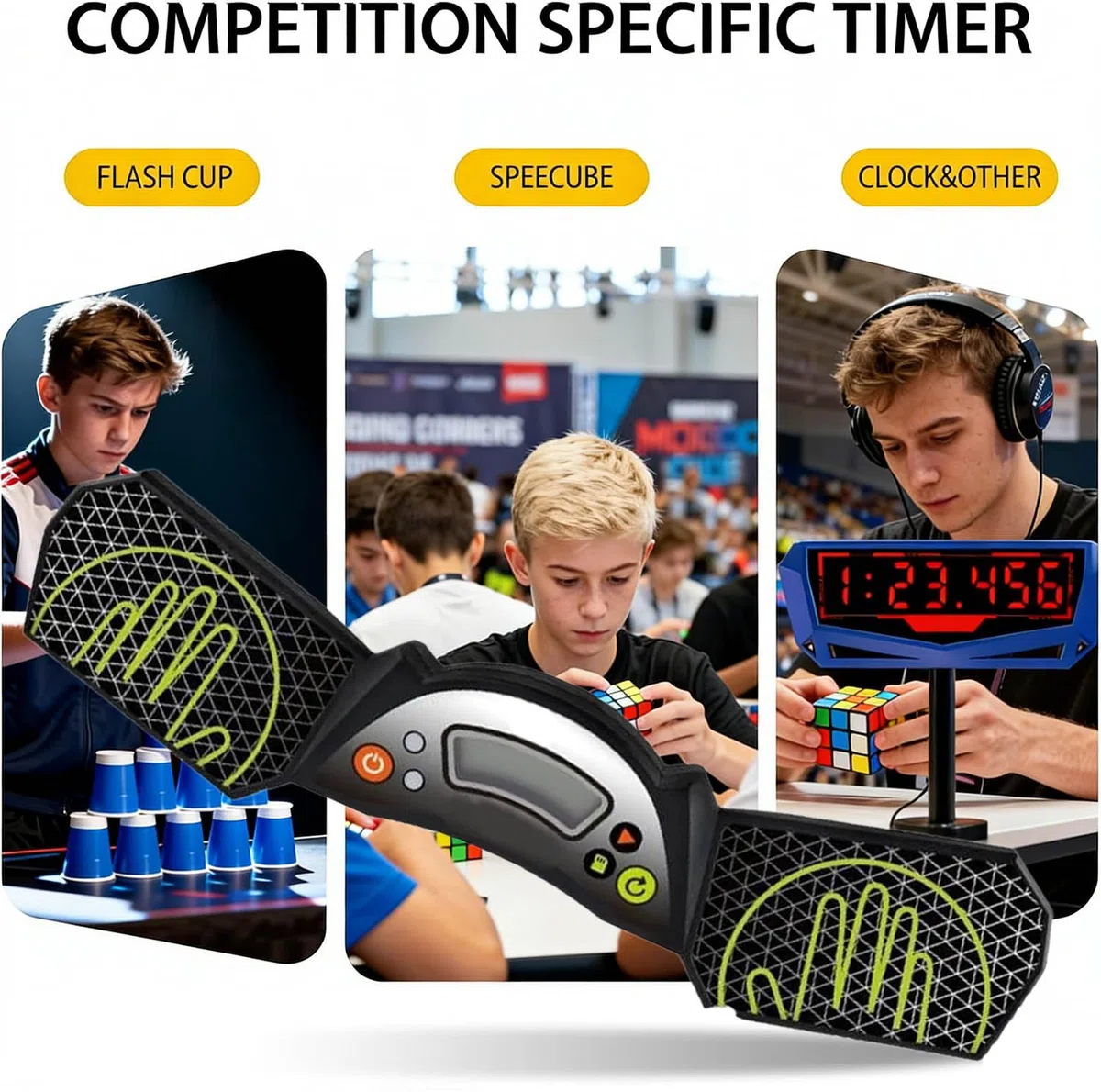 Temporizador de velocidad para cubo, control táctil profesional con pantalla, temporizador automático de cálculo para competición, cumpleaños, Navidad