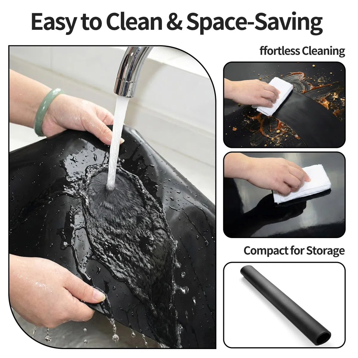 Alfombrilla de silicona extragrande: 80 x 60 cm, esterillas de cocina resistentes al calor, antiadherente, protector de mesa y superficie de trabajo para encimeras, cocinas, manualidades (negro)