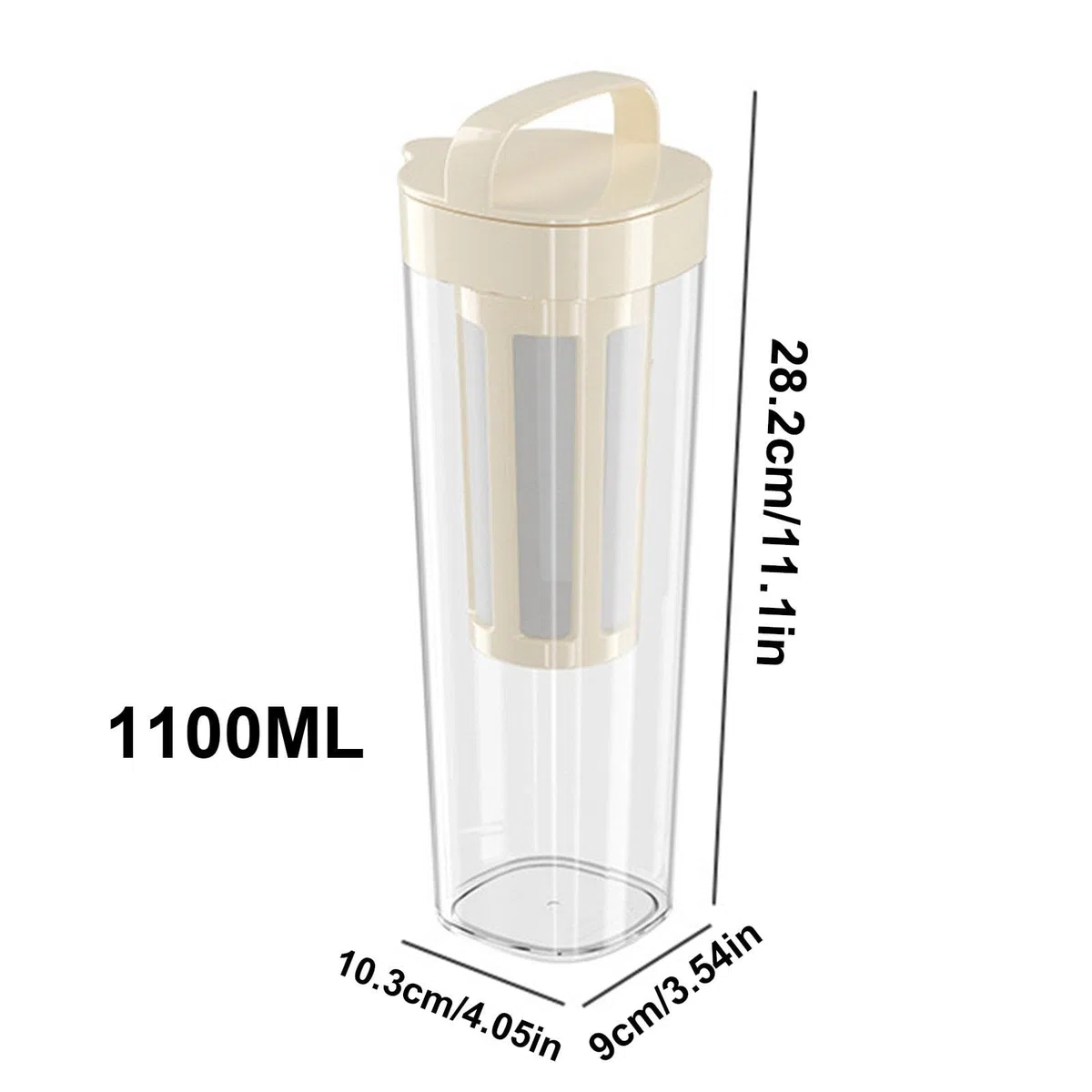 Jarra de café frío – Cafetera manual de preparación en frío, botella de agua para refrigerador, de frutas heladas filtradas para jugos de verano, té helado, café helado
