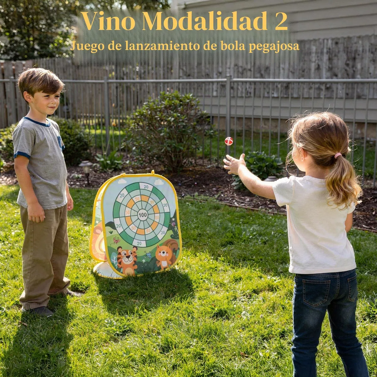 Juego de Lanzamiento Niños, Funsland Juego de Lanzamiento de puf 3 en 1 y Exteriores Plegable Portátil Deportes Toss Game para Actividades Jardín o Fiestas, Regalos Niño 4-8 Años
