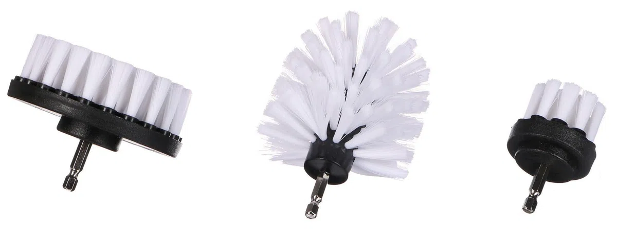 Car Detailing Drill Brush 3 Soft | Juego 3 cepillos Suaves para Taladro | Limpieza de Llantas, Motor y carrocería | Cerdas de Nailon Blancas