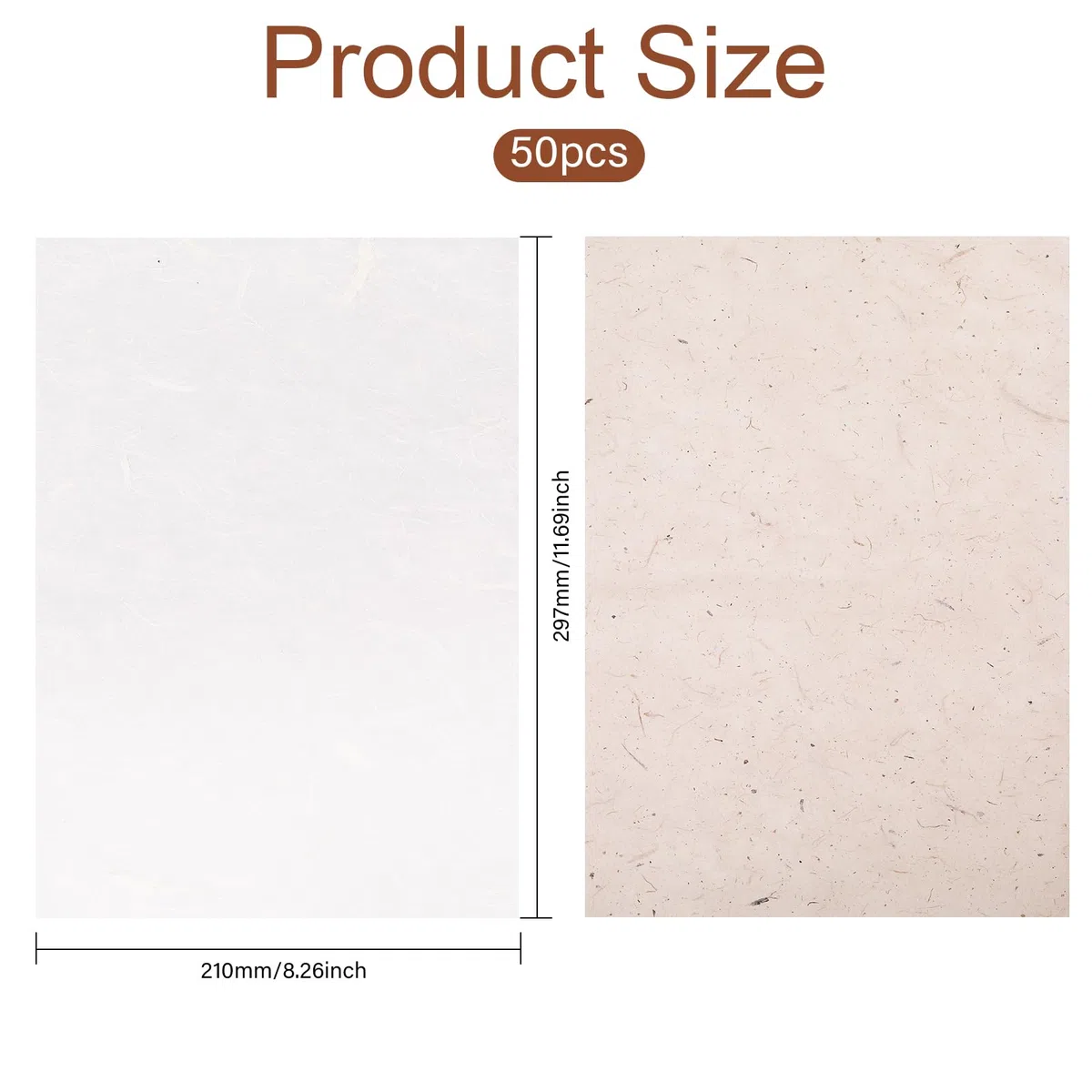 GLOBLELAND 50 piezas de papel de arroz de fibra de 11.69 x 8.26 pulgadas, papel de arroz de fibra de madera natural, papel washi hecho a mano, hojas de papel de decoupage, papel de seda para
