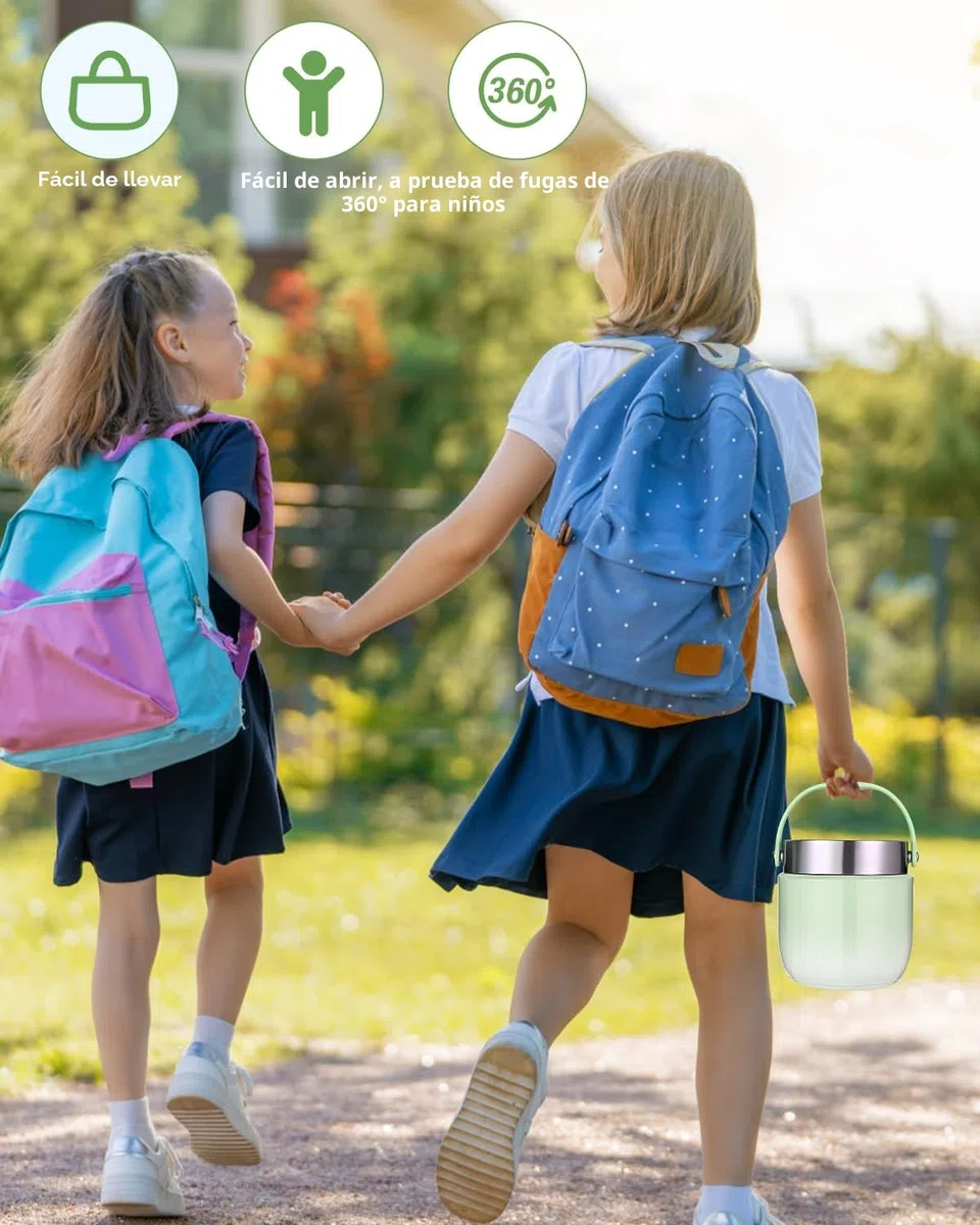 Recipiente térmico para alimentos, 1200 ml, cuenco térmico con tapa, recipiente para calentar de acero inoxidable con cuchara plegable, fiambrera térmica para niños y adultos para guardar sopas