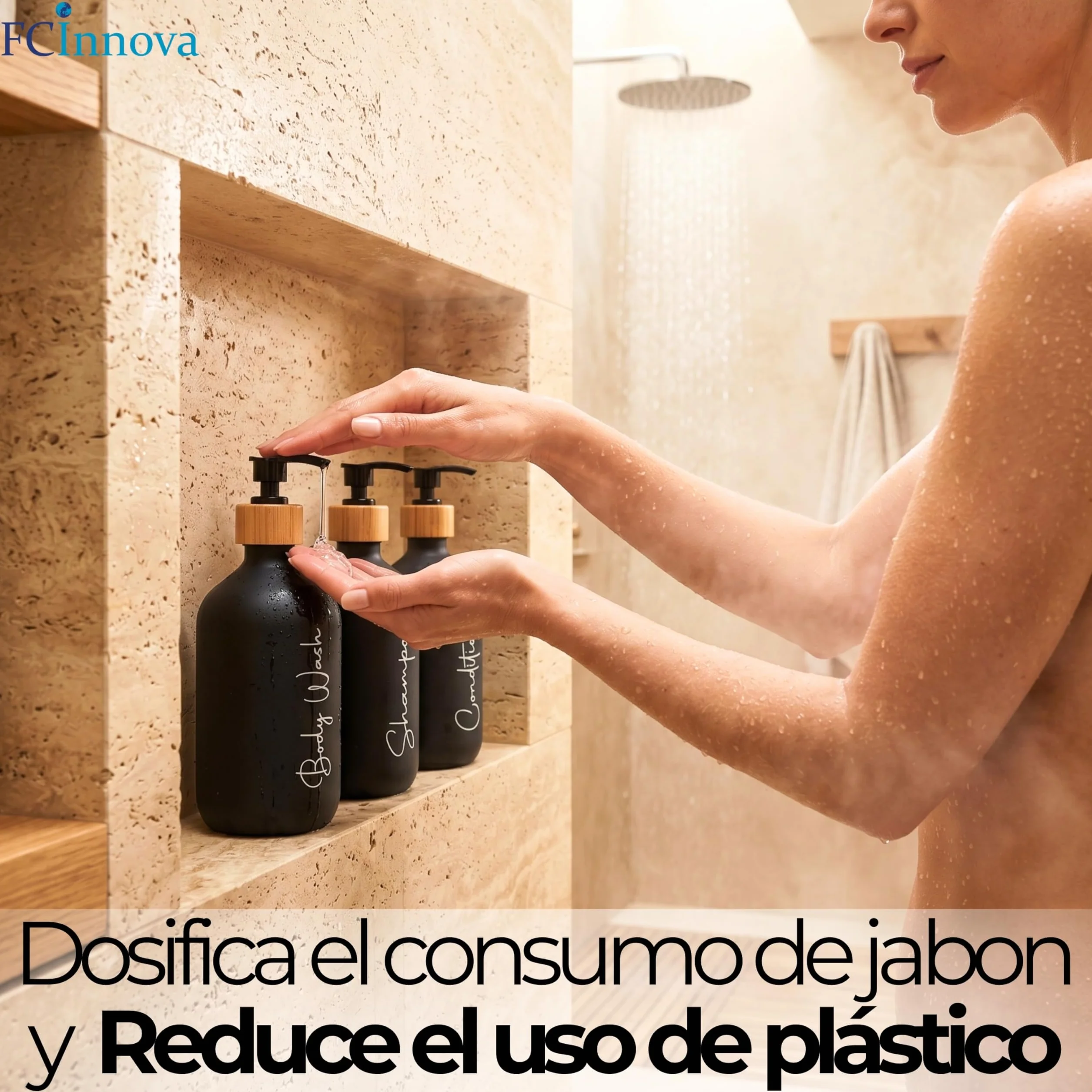 Dispensador Jabon Baño Negro Mate 500ml Set de 3 Botes para Gel y Champu Acondicionador Embudo para Rellenado Este Dosificador Jabon Baño es Elegante practico y mantendra su Ducha ordenada