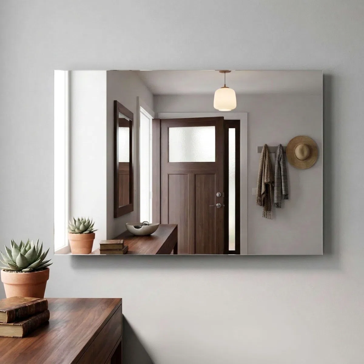 MUEBLES PITARCH | Espejo Baño, Espejo Recibidor de 60 cm x 44 cm, Espejo de Pared Horizontal o Vertical