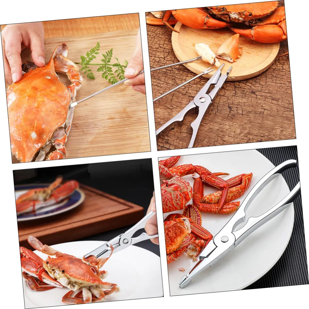 KICHOUSE 1Juego Herramientas para Mariscos Acero Inoxidable Galletas para Cangrejo y Tenedores de Marisco Accesorios de Cocina Elegantes