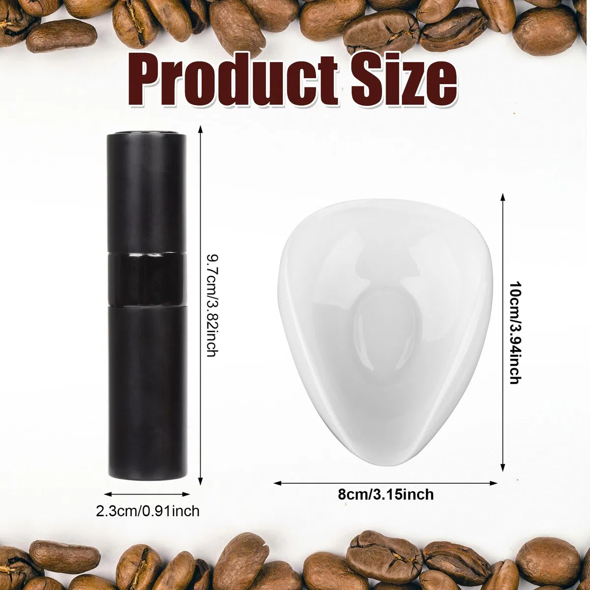2uds Tazas Dosificadoras de Café con Botella Pulverizadora, Bandeja Dosificadora Granos Café de Cerámica y Rociador para Té Kit Accesorios para Recipiente Espresso Regalo para Amantes Café