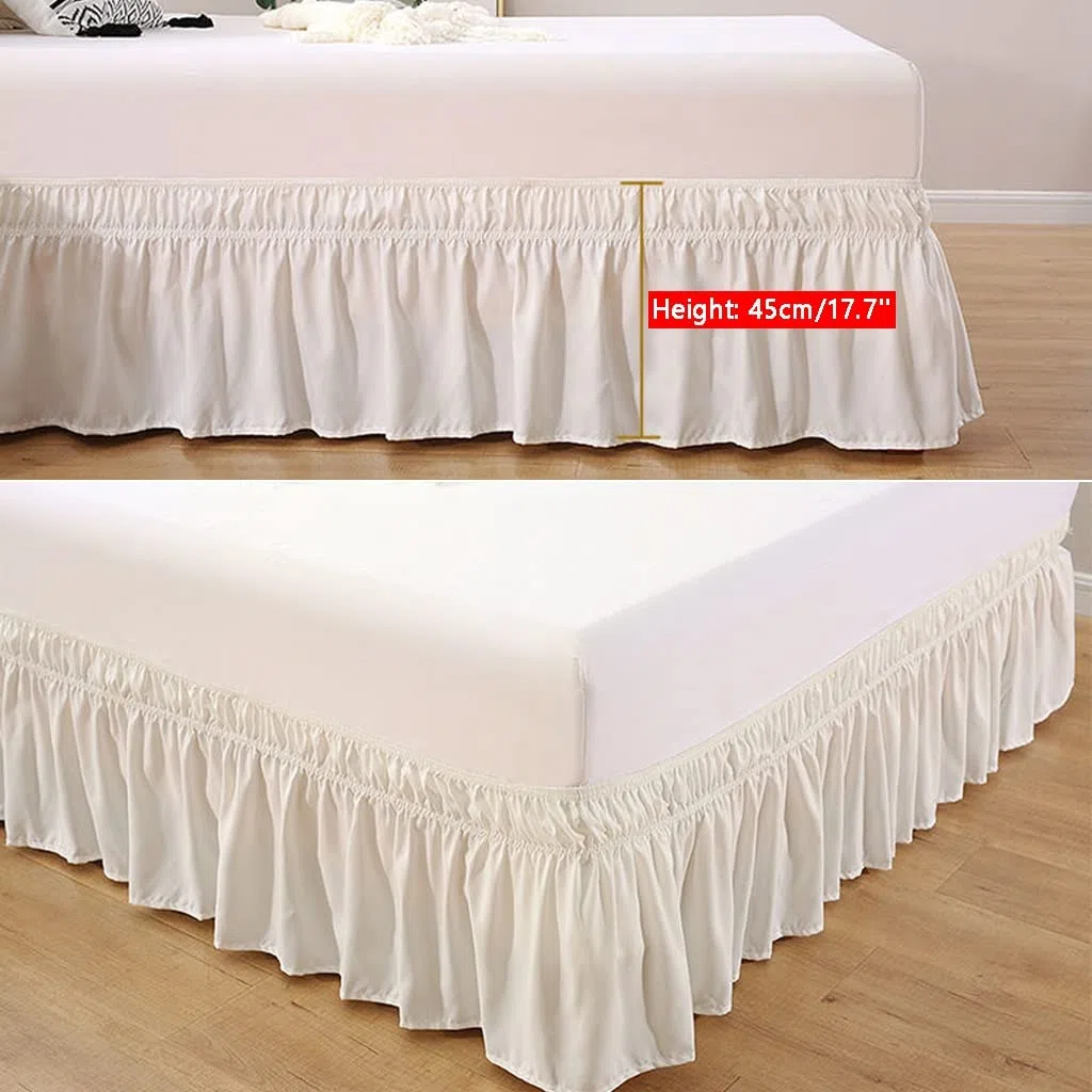 Falda Cama Rodea con Volante Cubre 150x200 135x190 180x200 Wrap Around Tejido de Tres Caras - Falda de Cama Completa con Volantes para un fácil Ajuste con Tela cepillada
