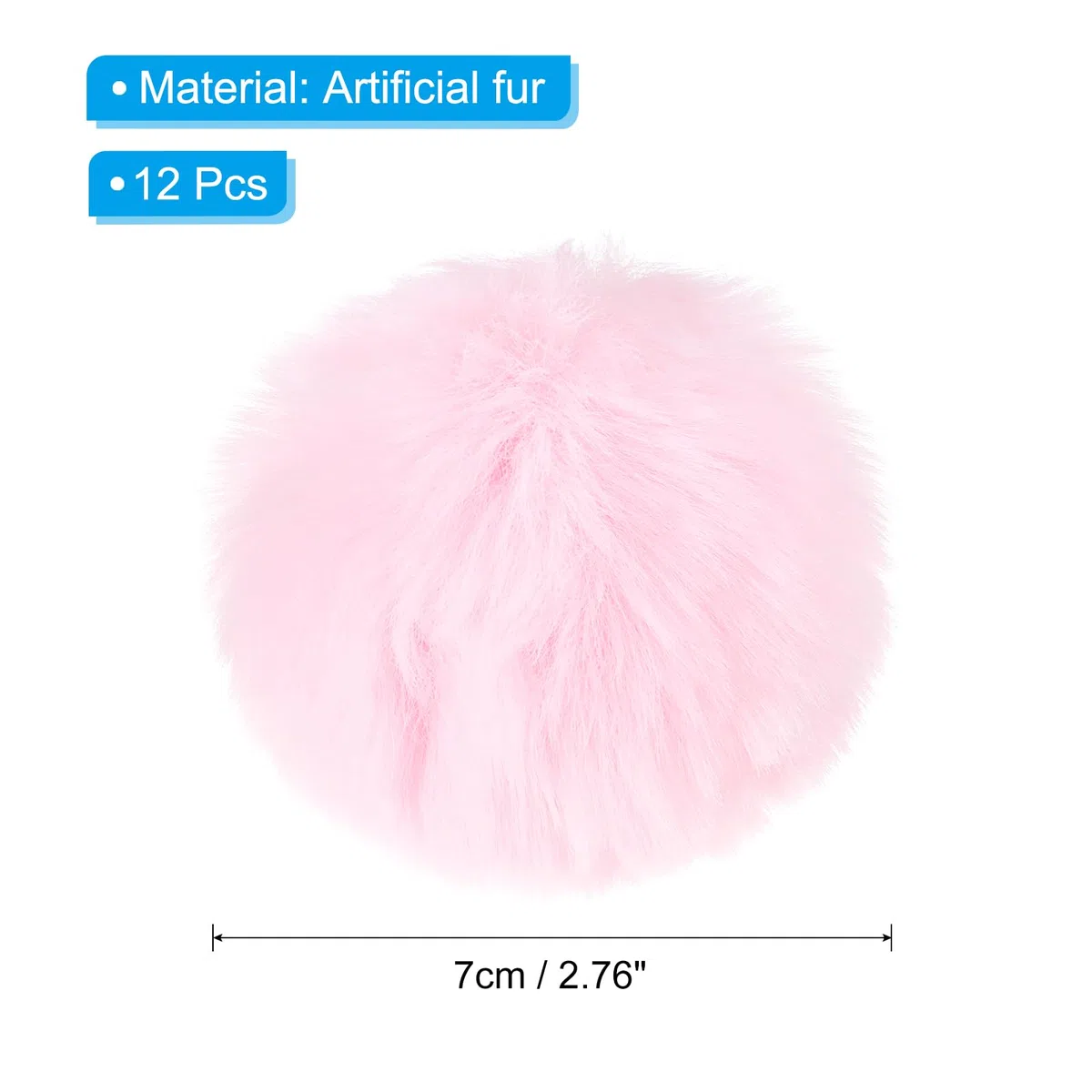 PATIKIL Pompones para Gorros, 12pcs Pompones Esponjosos Bolas de Piel Sintética Suaves con Lazos Elásticos para Llavero Encanto Gorra Punto Bolsos Fiestas Navidad Decoración, Rosa, 7cm