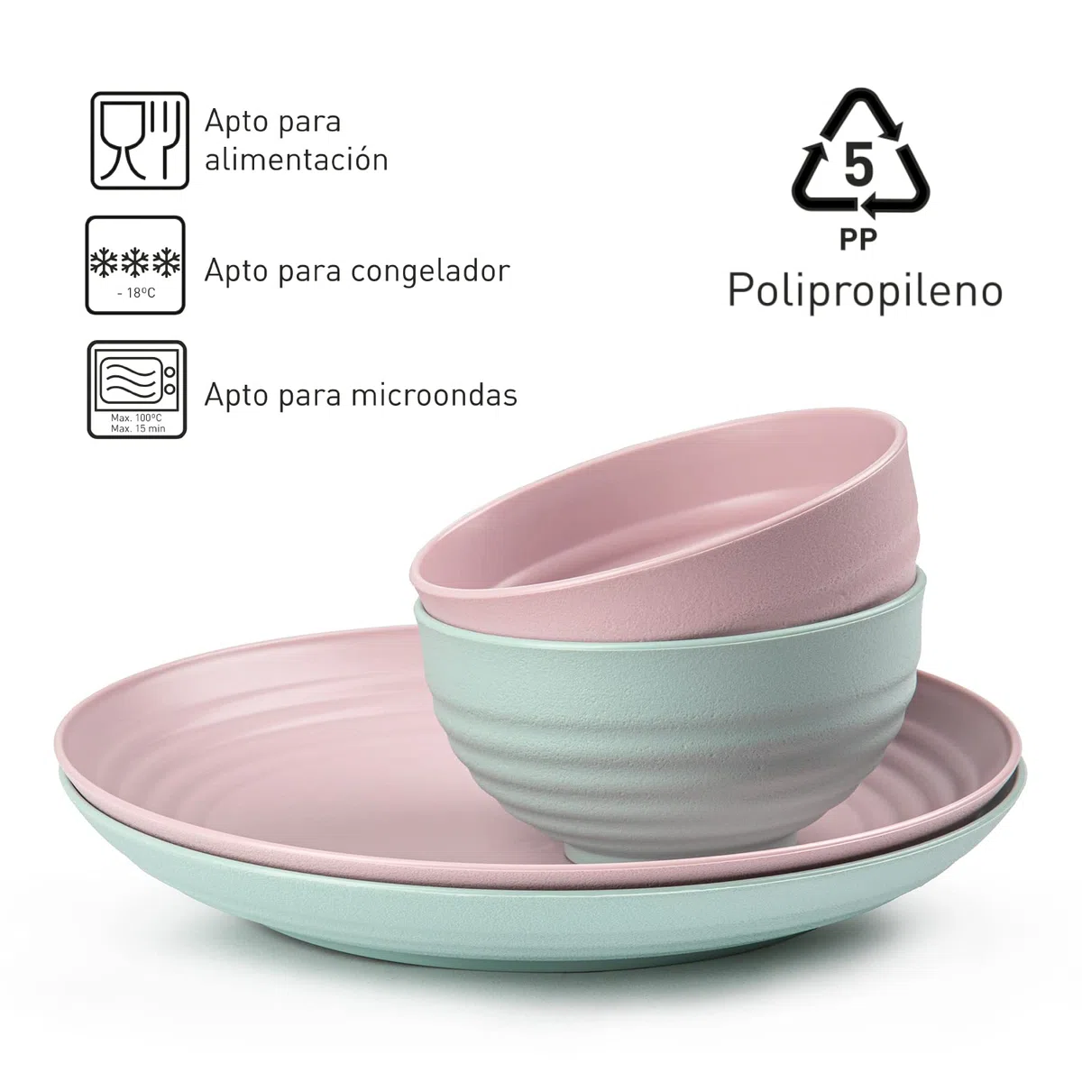Juego de 12 Platos de Plástico Duro Classic Reutilizables e Irrompibles para Fiestas y Eventos (VRM, Semi-hondos 19 cm)