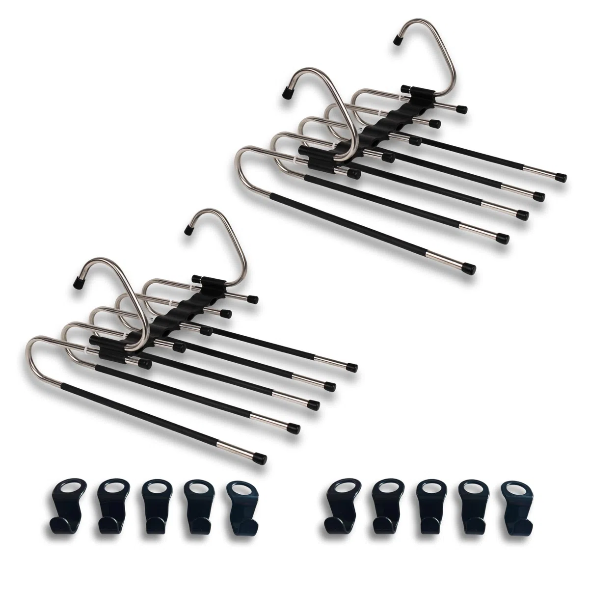 Pack Perchas Pantalones Multiple 5 en 1 - Perchas Pantalon - Perchas para Pantalones - pantalonero Extraible - Ahorra Espacio - Organizador Ropa - Perchas Multiples - Organizador Armario