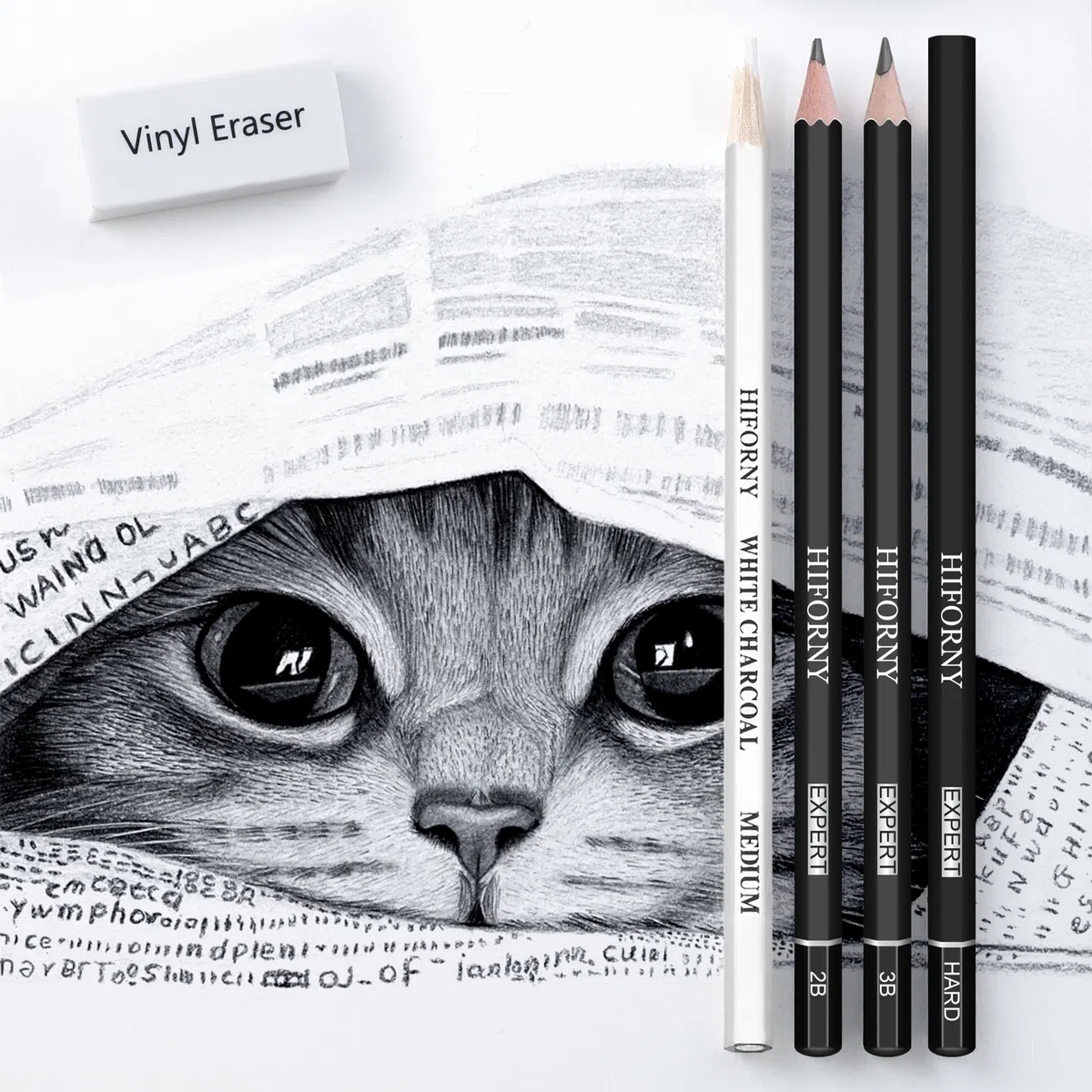 HIFORNY Juego de dibujo de 42 piezas, kit de dibujo con lápices de grafito y carbón, herramientas de mezcla, borradores y accesorios, estuche de viaje portátil con cremallera para artistas y