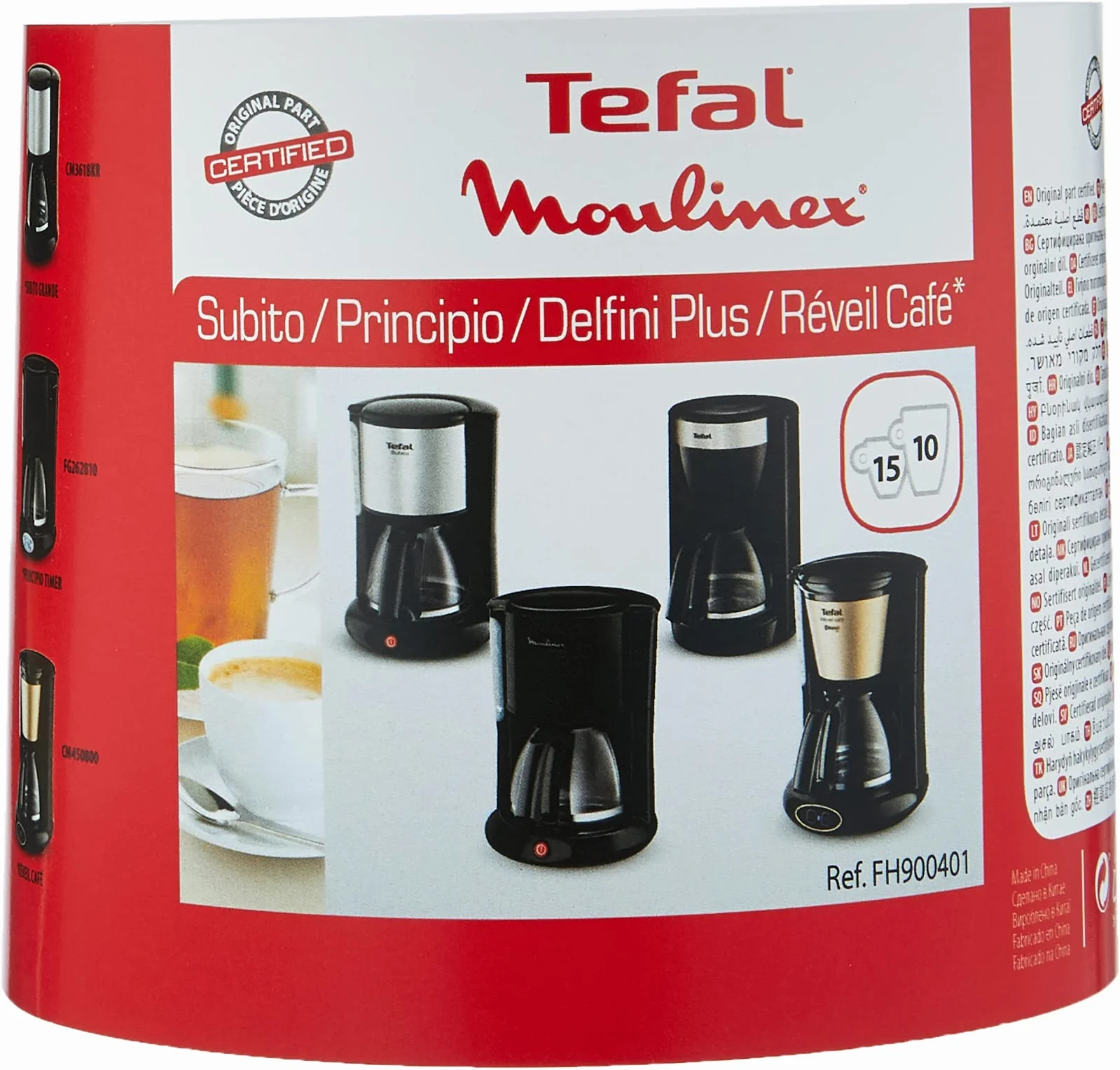 Moulinex FH900401 Jarra de 15 tazas, De cristal, 200 x 200 x 160 mm, Transparente/negro