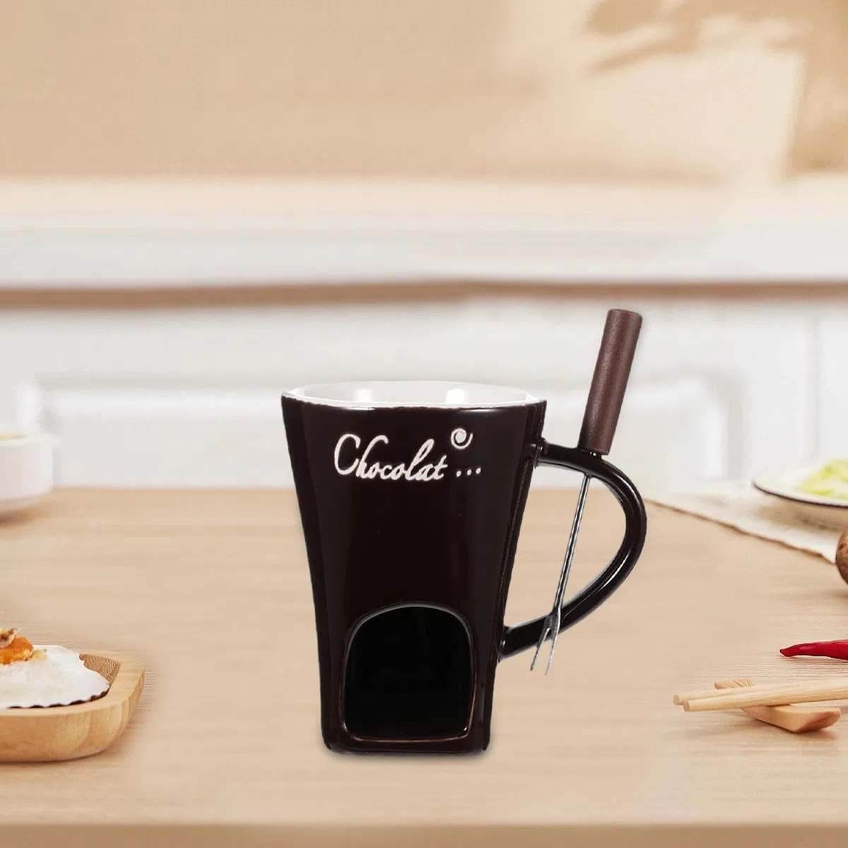 Taza para Fondue de 130 ml, para Calentar Dulces, para Aniversario, Cocina, Compromiso, MarrÓn