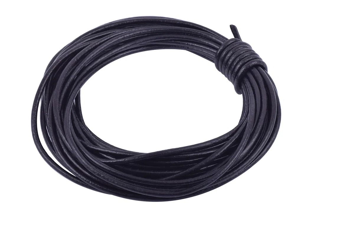 KONMAY Cordón redondo de cuero auténtico de 3 mm, cordón de cuero negro de 10 yardas para hacer joyas, collares, pulseras y manualidades