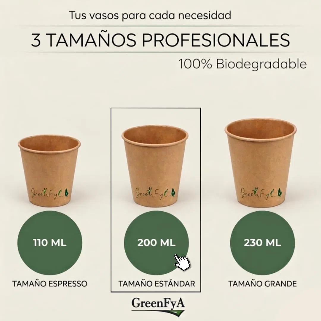 Vasos Desechables de Cartón Kraft para Café – Vasos Café Desechables Resistentes para Bebidas Calientes y Frias, Vaso Café para Llevar Ideal para Oficina, Eventos y Take Away (200, 200ml)