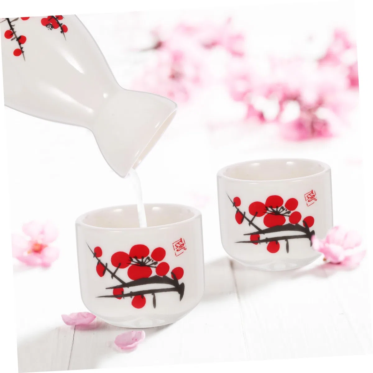 ifundom 1 Juego Jarra de Sake Estilo japonés Juego Sake japones pequeñas Tazas de Sake anteojos Jarra de Whisky Copas de Vino caseras Tetera de Sake de Estilo japonés Delicado Colocar Vaso