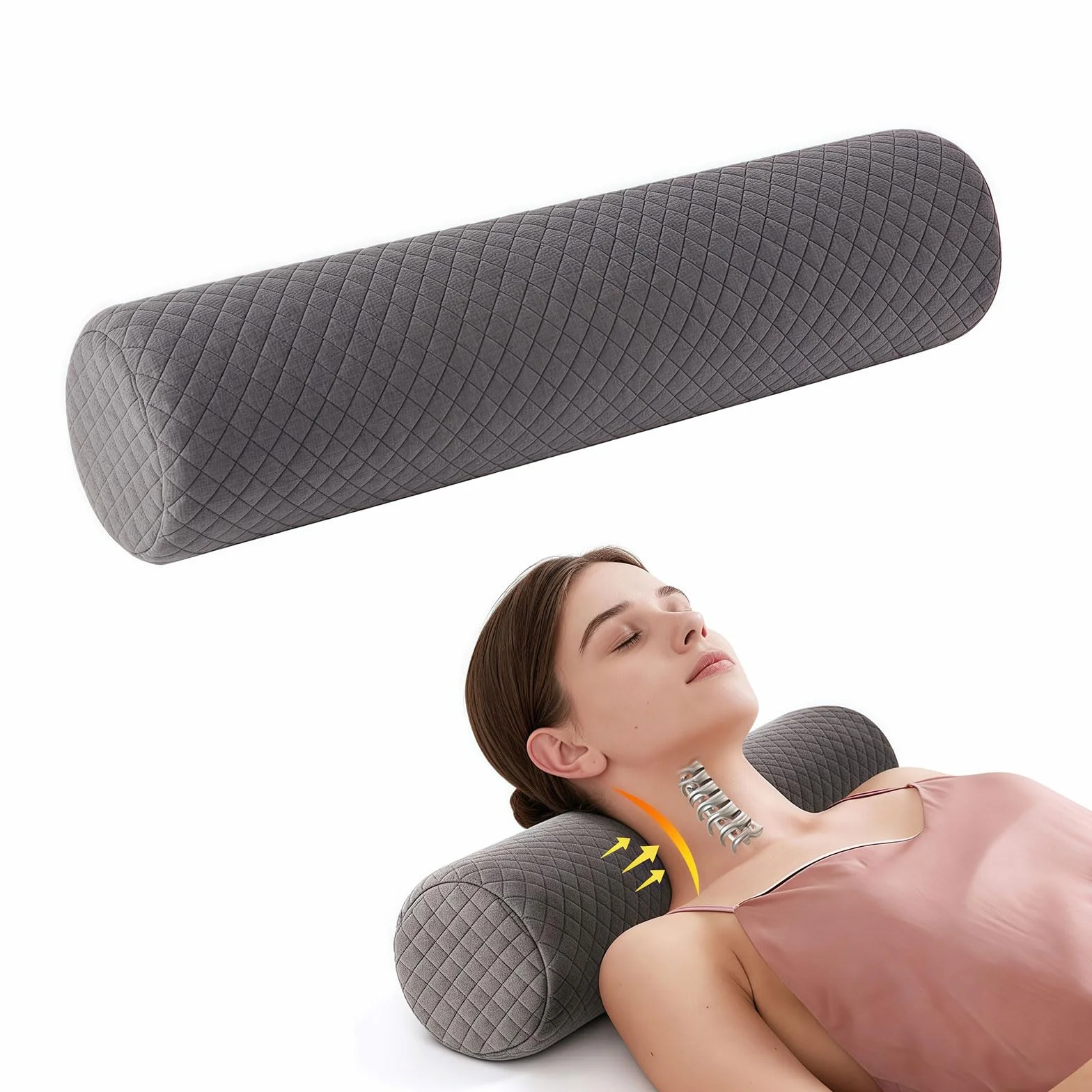 Almohada Cervical, cojín cilíndrico con Funda, cojín cómodo para Dormir y aliviar el Dolor