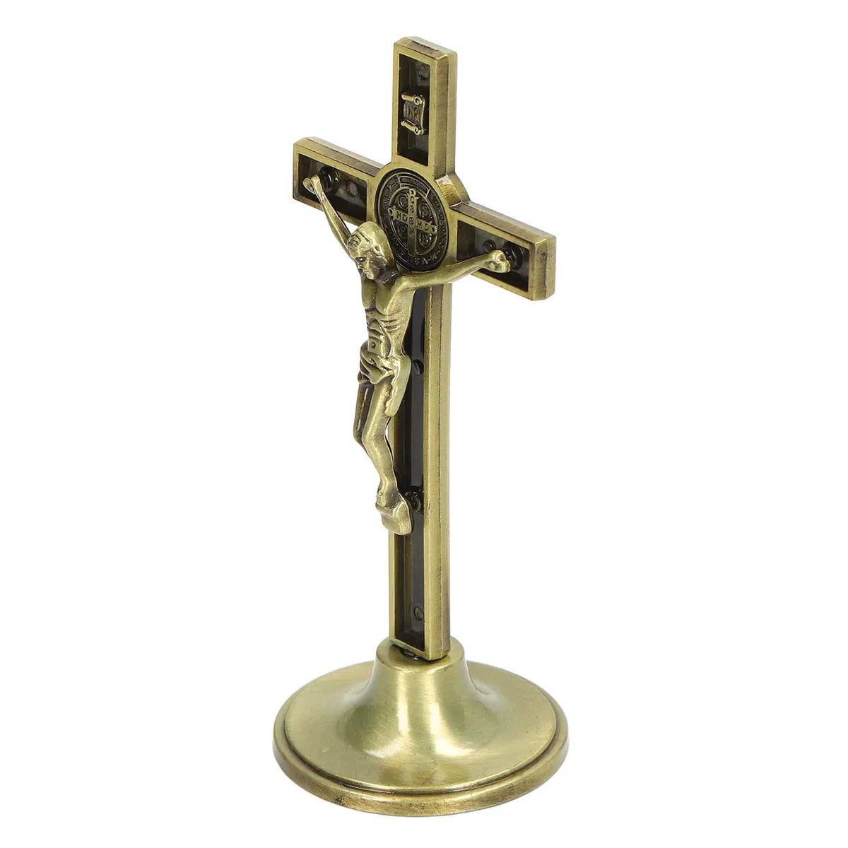 FOLOSAFENAR Crucifijo Cruz de Pared,Crucifijo Católico Vertical Hecho a Mano Aleación de Zinc Metal Hermoso para Tocadores(Color Cobre)