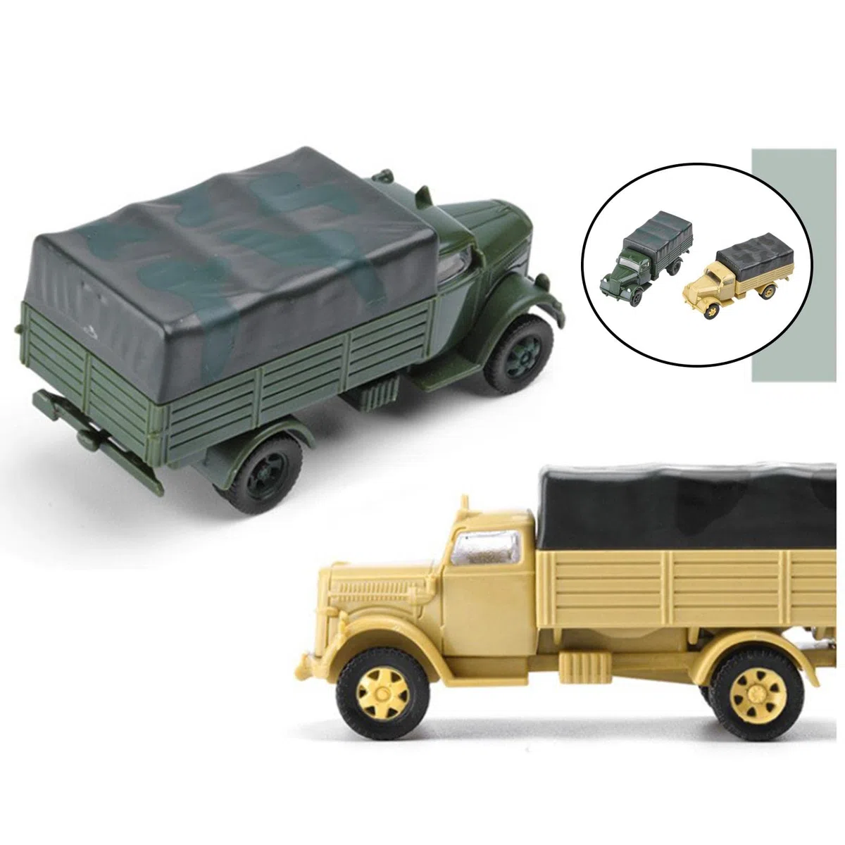2 Piezas Camión Armado Vehículo Tanque Chariot Modelo Militar Plástico para Montaje Fácil Detalles Coleccionistas Adecuado para