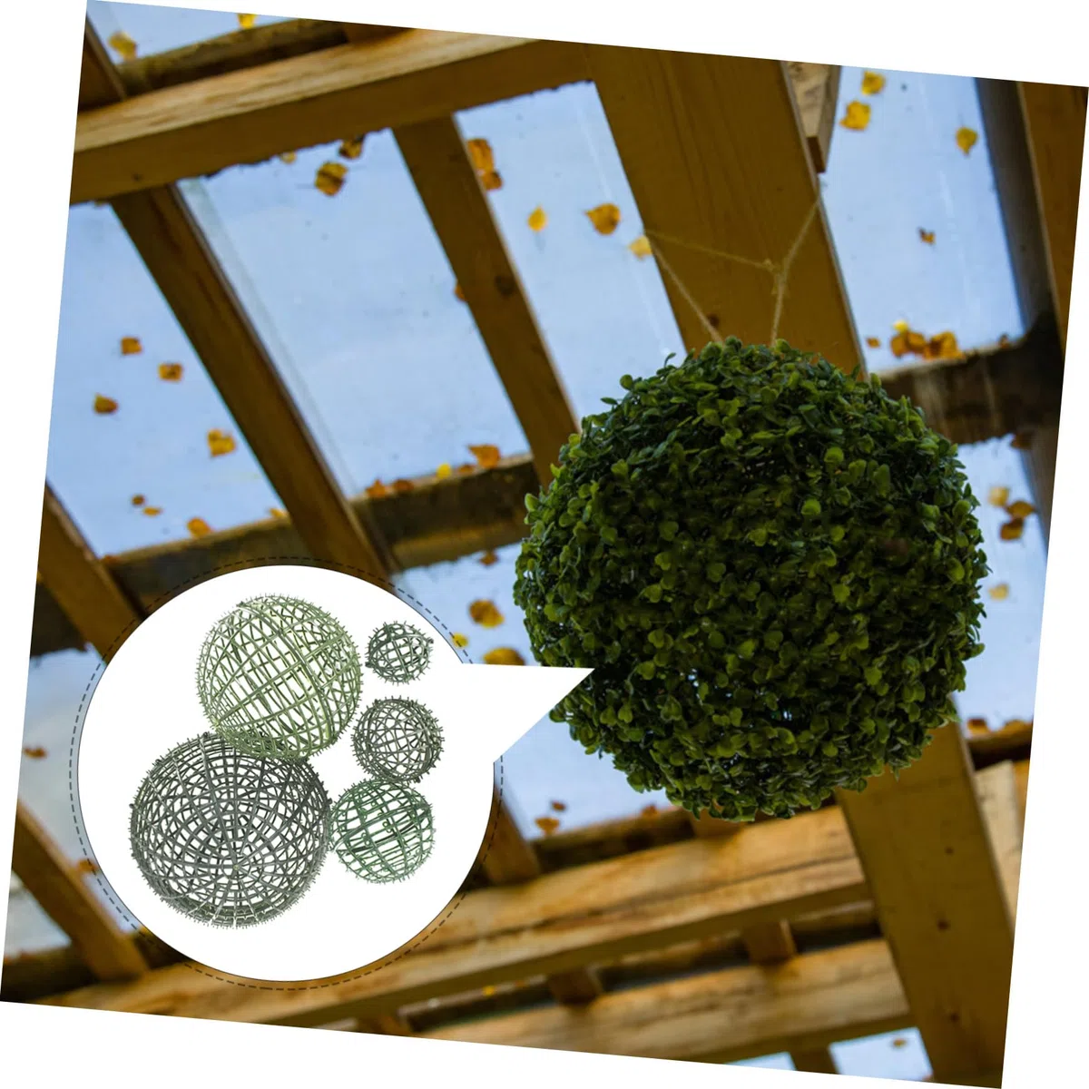 Ciieeo Marco De 5 Bolas De Topiario Artificial Para Flores Luces Estante De Césped Decorativo Para Boda Para Decoración Del Hogar