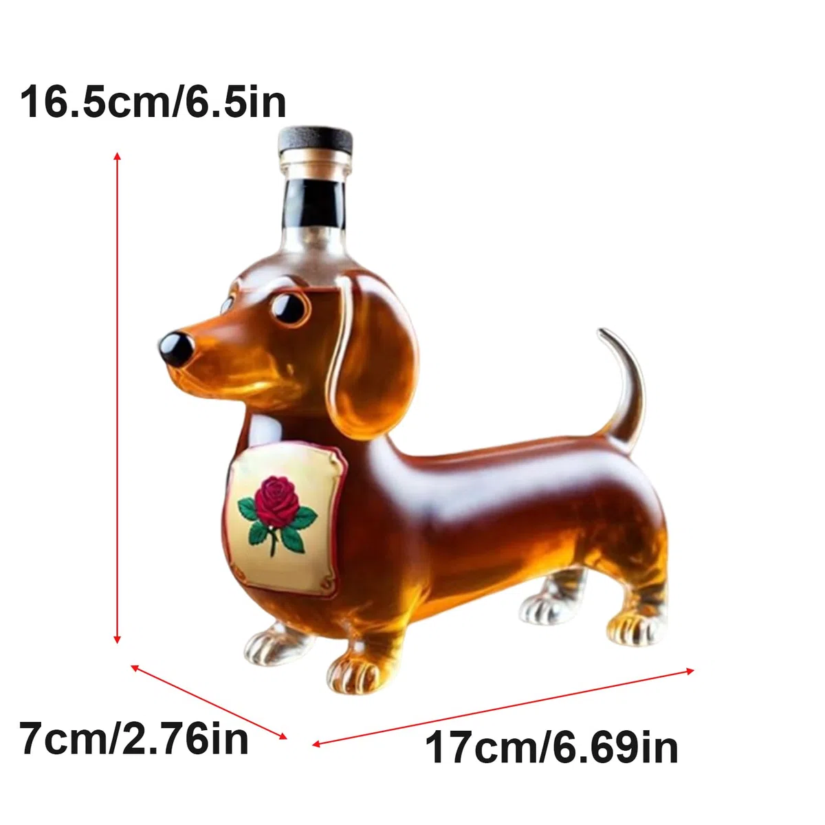 Genérico Botella de whisky con form de perro salchichas, vaso de whisky con form de perro salchichas, decantador de vino creativo con animales en 3D para decoración de bar en casa