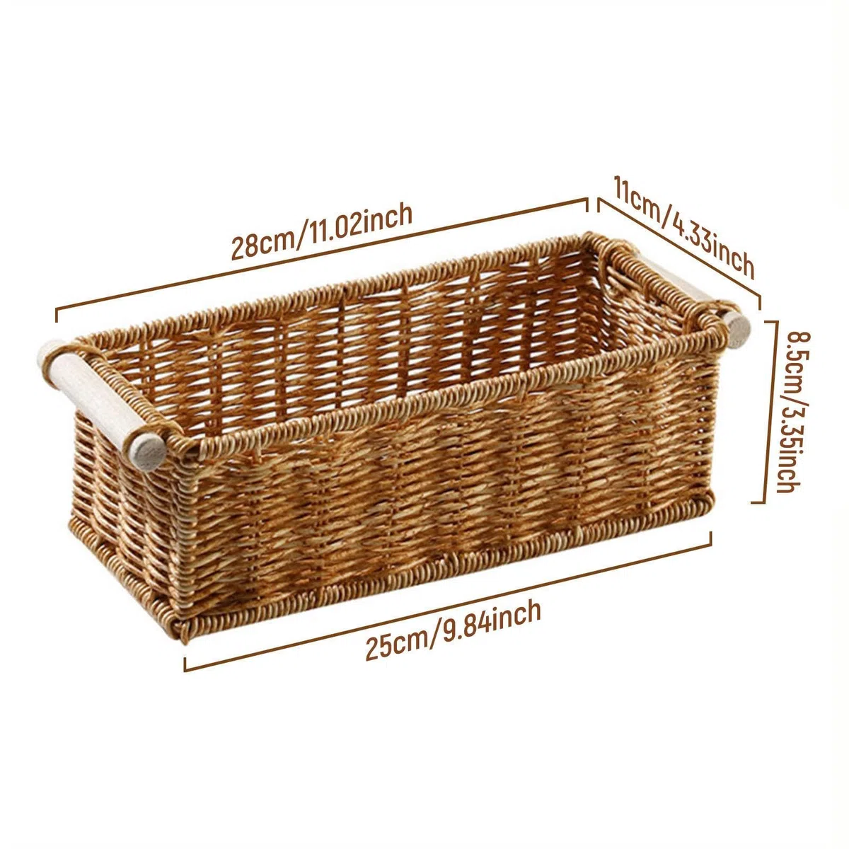 Cestas de Imitación de Ratán Multiusos, Organizador Rectangular Largo Y Estrecho, Decorativo para Bar, Cocina, Baño, Mesa de Centro Y Hogar, m, Individual