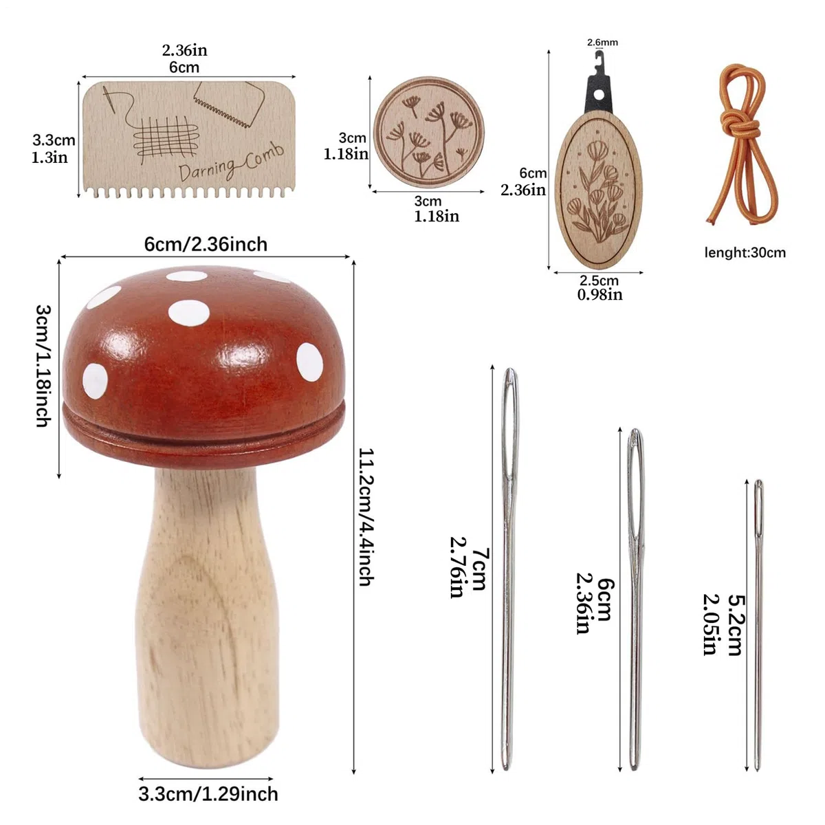 Dgayaeic Kit de hongos para zurdo, manualidades y reparación creativa, 1 juego, kit de zurdo de calcetines con agujas de coser grandes para ojos, kits de proyectos de costura, aplicaciones versátiles