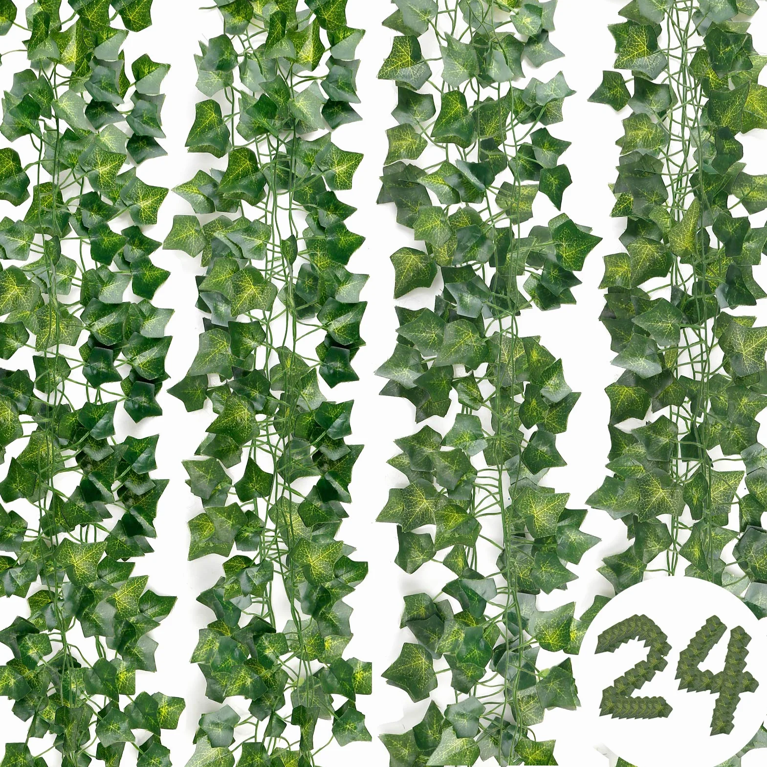 DazSpirit Guirnalda Plantas, Hojas de Hiedra Artificial 24 Piezas, 50.4m Decoración Interior y Exterior, De Jardín, Valla, Hogar, Boda, Escalera