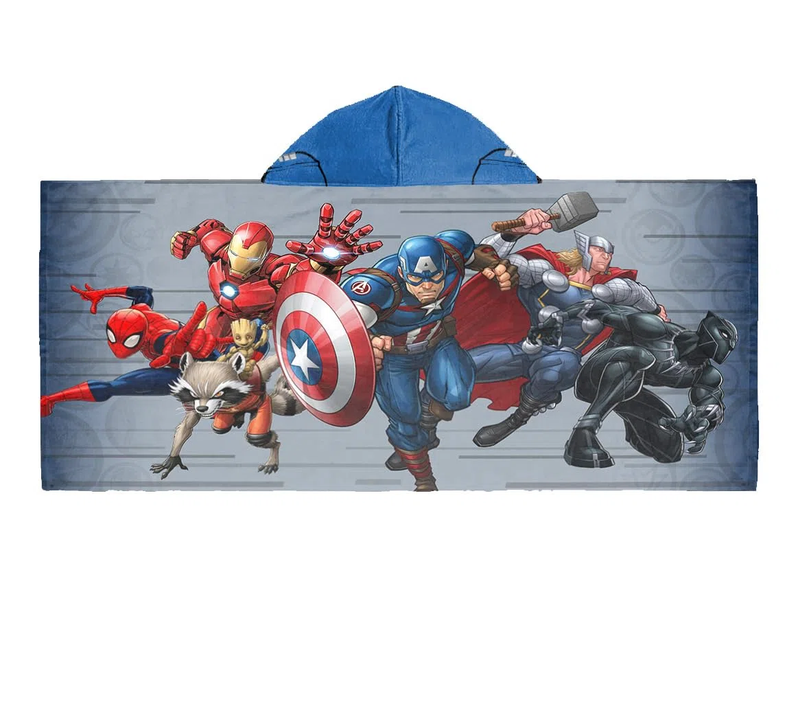 Jay Franco Avengers Creeper – Poncho de baño con Capucha 56 x 130 cm, 100% algodón Suave, niños