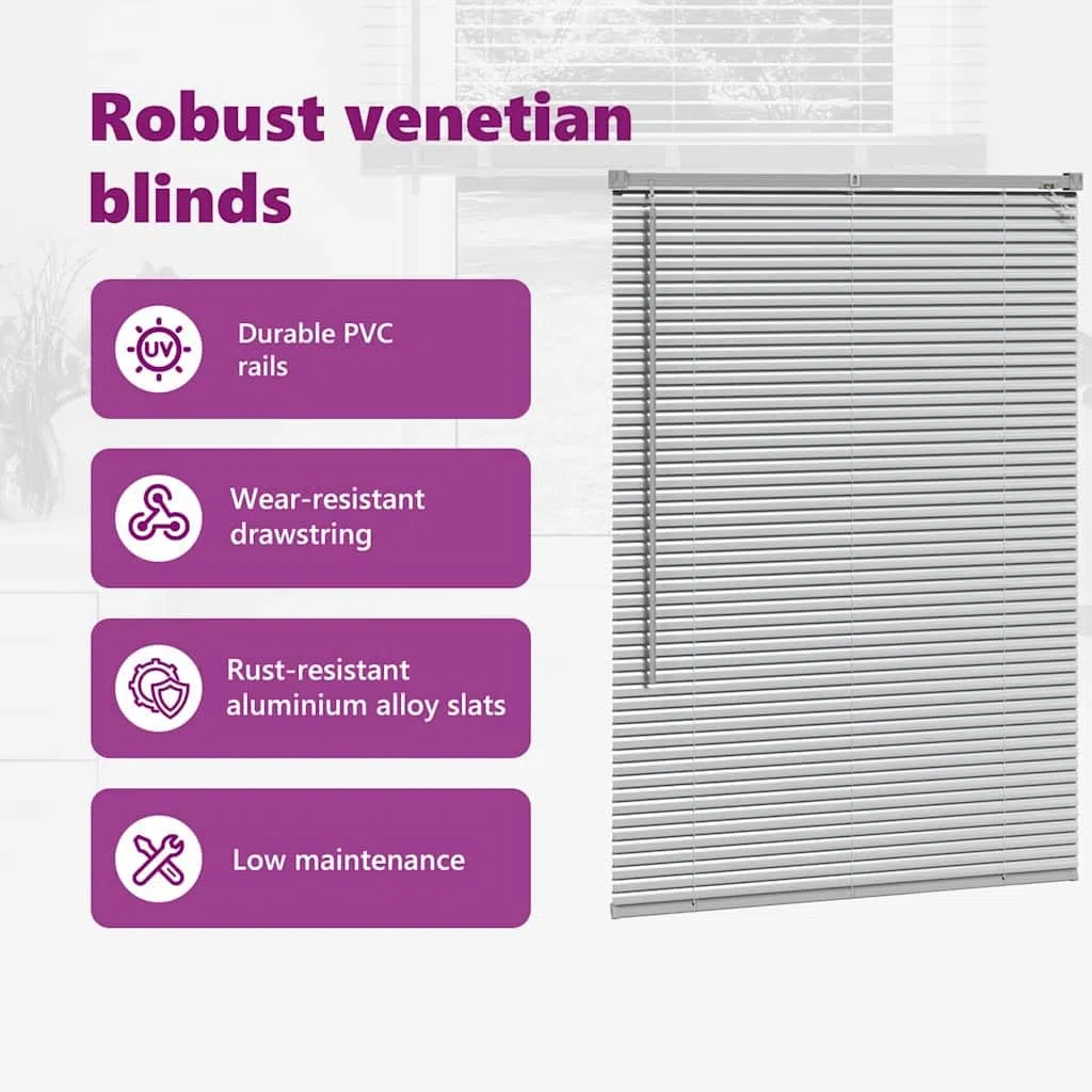vidaXL Persianas venecianas Manual Plateado 130 x 85 cm Aluminio, Persianas Modernas para Interiores, de Aluminio Ajustables, Elegantes tratamientos para Ventanas en casa y Oficina