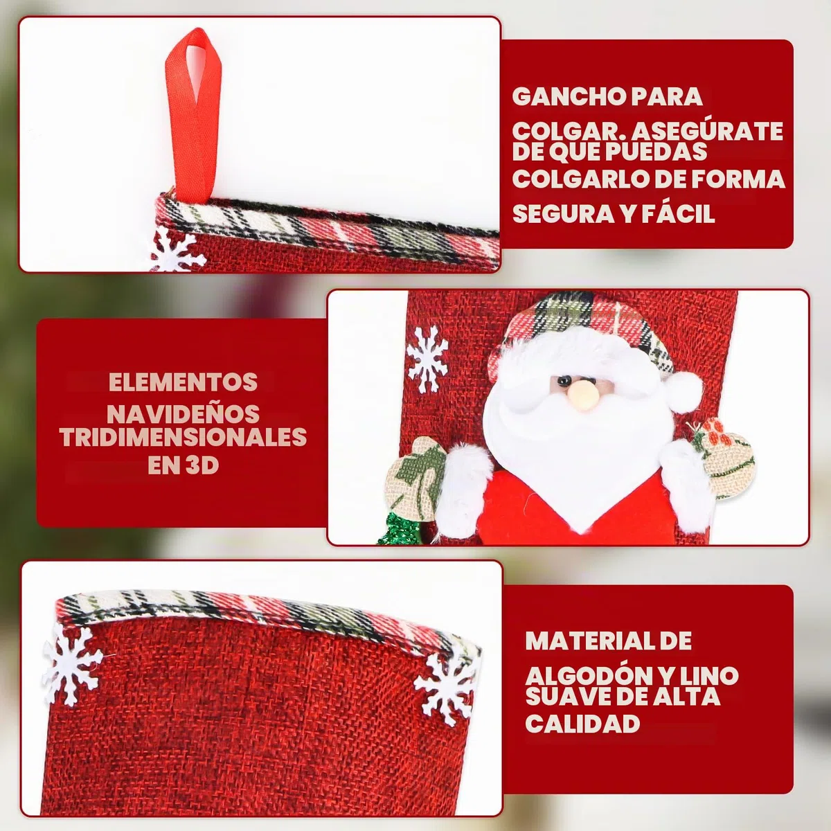 Juego de calcetines de Papá Noel, 2025 Nuevo calcetín de Navidad, botas de Papá Noel para rellenar, calcetines de Navidad para colgar, juego de calcetines de Navidad, calcetines de Papá Noel