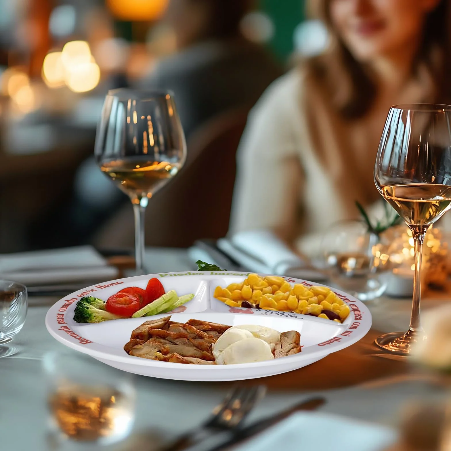 Plato de control de porciones para nutrición equilibrada – Platos de alimentación saludable para adultos y adolescentes – Separadores de melamina, pérdida de peso, diabetes (2)