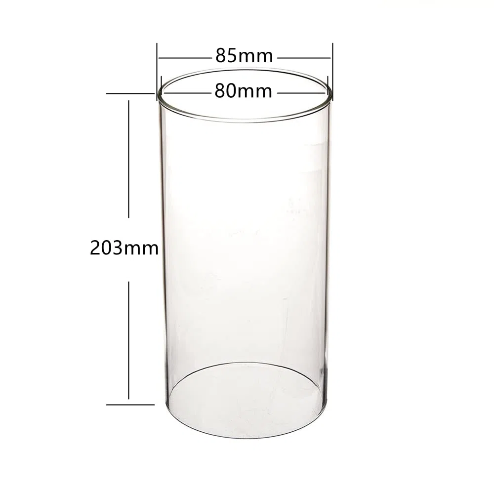 Juego de 2 portavelas cilíndricas de cristal, portavelas de cristal sin fondo, candelabro transparente para pilar, tubo abierto grande de 8,5 cm, altura 20,3 cm