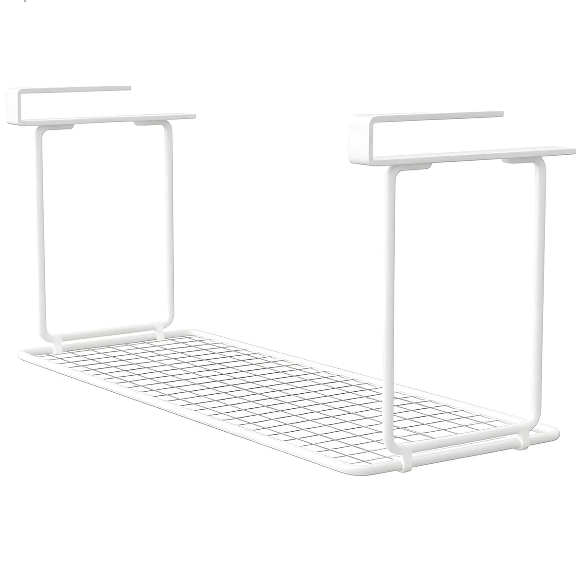 Cesta Colgante, Organizador Armario Cocina Cestas Almacenaje Baño Cesta Plegable para Cocina Baño Bajo Estante, Organizador Sin Taladro para Almacenamiento Instantáneo, 32x19x20cm Blanco