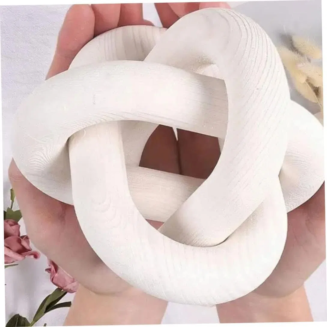 LATRAT Eslabón con Nudo de Madera, Decoración de 6 Pulgadas, Color Blanco