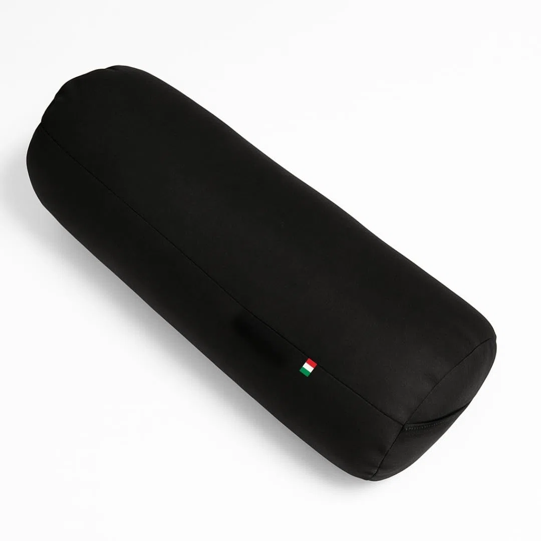 GM Almohada cilíndrica Cervical para Cuello, Espalda y piernas 40x15 cm Fabricada en Italia con Funda de Tela Resistente al Agua y a Las Manchas, Negro