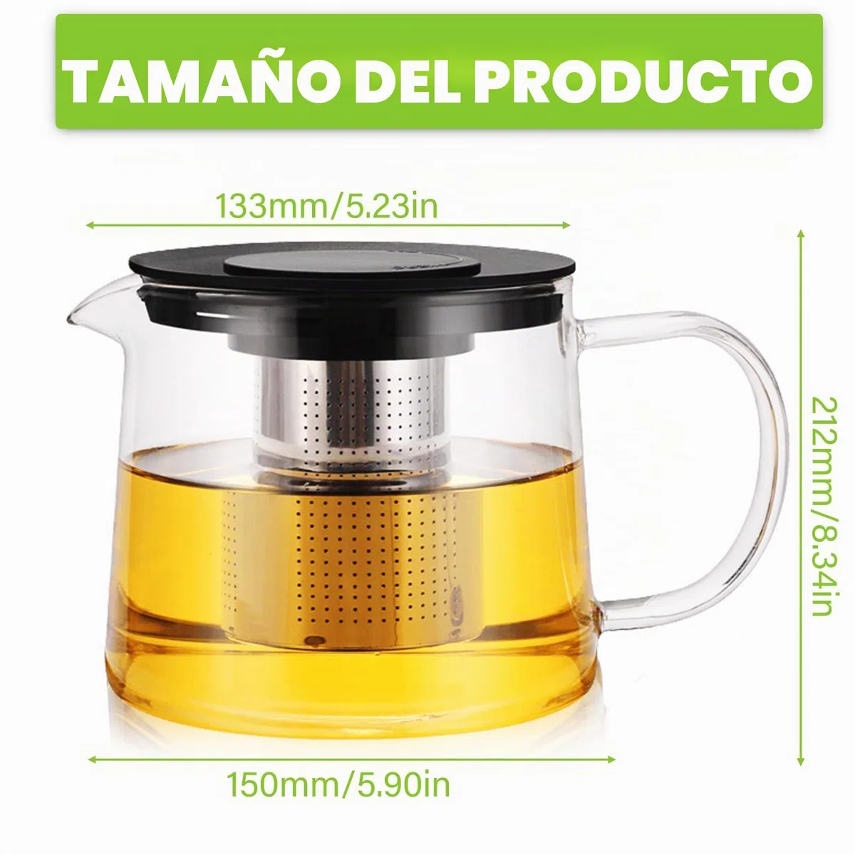 GBKDQQ Tetera de cristal de 1,5 l, tetera con filtro de vidrio de borosilicato, servicio de té, con filtro de cristal, ideal para preparar té suelto